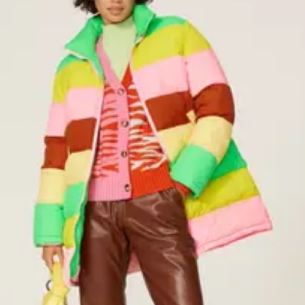 New Rachel Antonoff x Free People Terry Colorblock XS & Med Pink Striped Coat - Picture 1 of 16